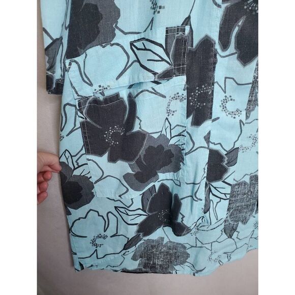 CMC Color Me Cotton Open Front Floral Jacket 100% Linen Made in USA Lagenlook - Picture 4 of 10